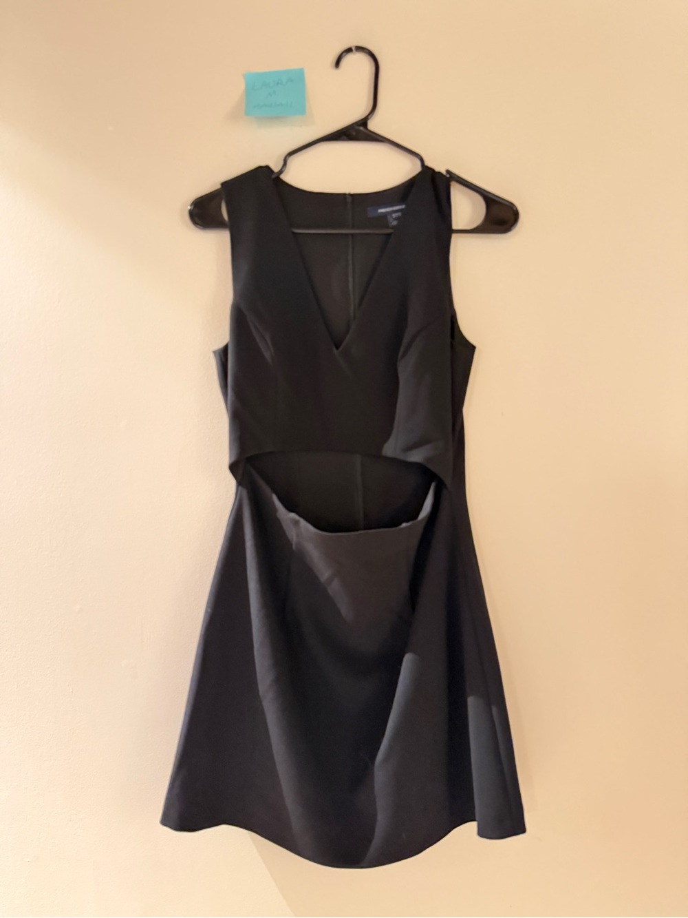 French Connection Black Cutout V-Neck A-Line Dress